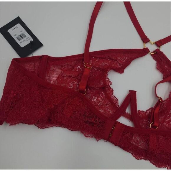 Frederick’s of Hollywood Red Floral Lace Bra Set Lover L/XL - Picture 10 of 12